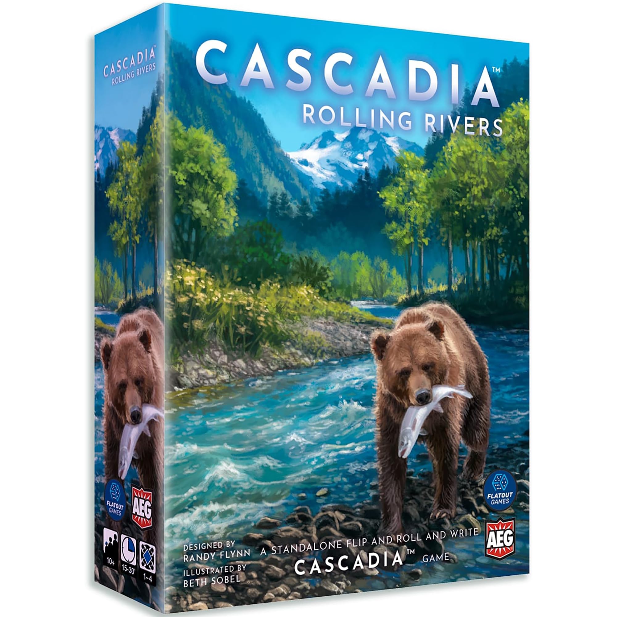 

AEG Flatout Games Rolling Rivers Roll Write Puzzle Dice Game Explore the Pacific Northwest and Build an Ecosystem Ages Players & Cascadia & 10+ синій