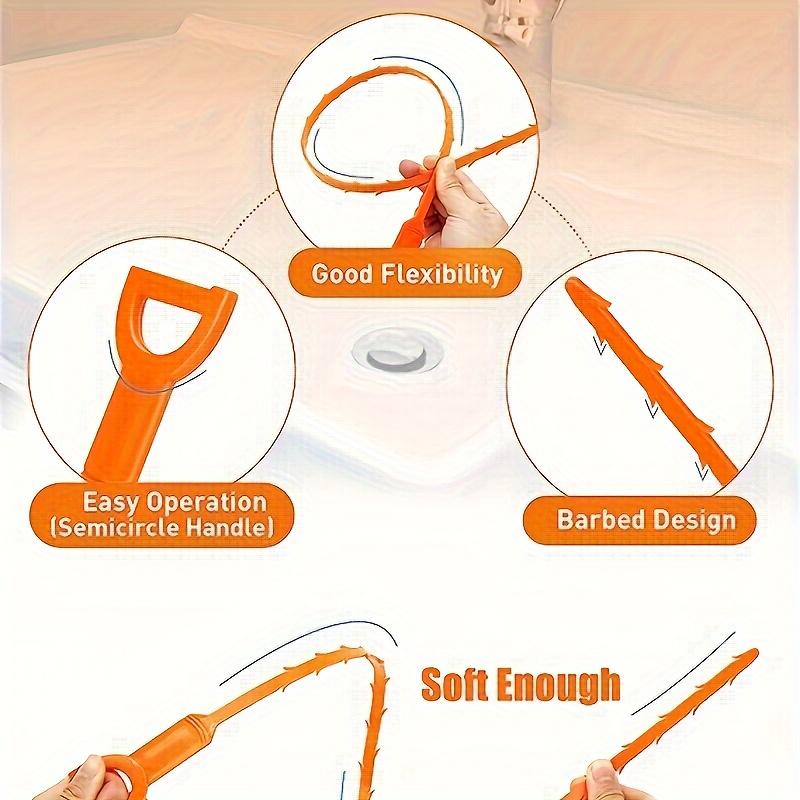 5-Pack Barbed Design Plastic Drain Clog Remover, Semicircle Handle Hair Catcher for Shower, Kitchen Sink, Bathtub, Bathroom Pipes Cleaning Tool