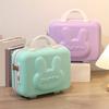 Valise cosmétique Motif lapin mignon Poignée portable Serrure à combinaison Fermeture éclair Grande capacité Multifonctionnelle Voyage Trousse de toilette Maquillage Mallette à code