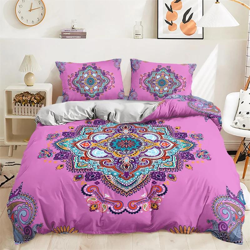 Mandala Duvet Cover Set Twin King For Girl Teen Bohemian Floral Bedding Set Microfiber Exotic Tribal Paisley Flowers Quilt Cover
