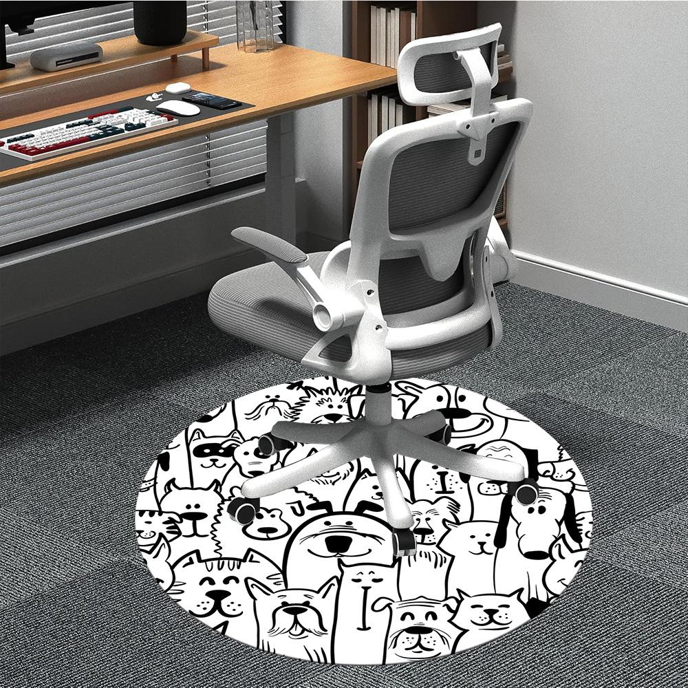 

1pc Puppy Cat Office Round Area Rug, Indoor Mat Suitable ForOffice, Under Office Chairs Bedroom Living Room Home Decor, Room Decot056 80cm by 80cm