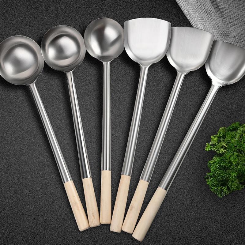 Stainless Steel Long-Handle Wok Spatula & Ladle Set