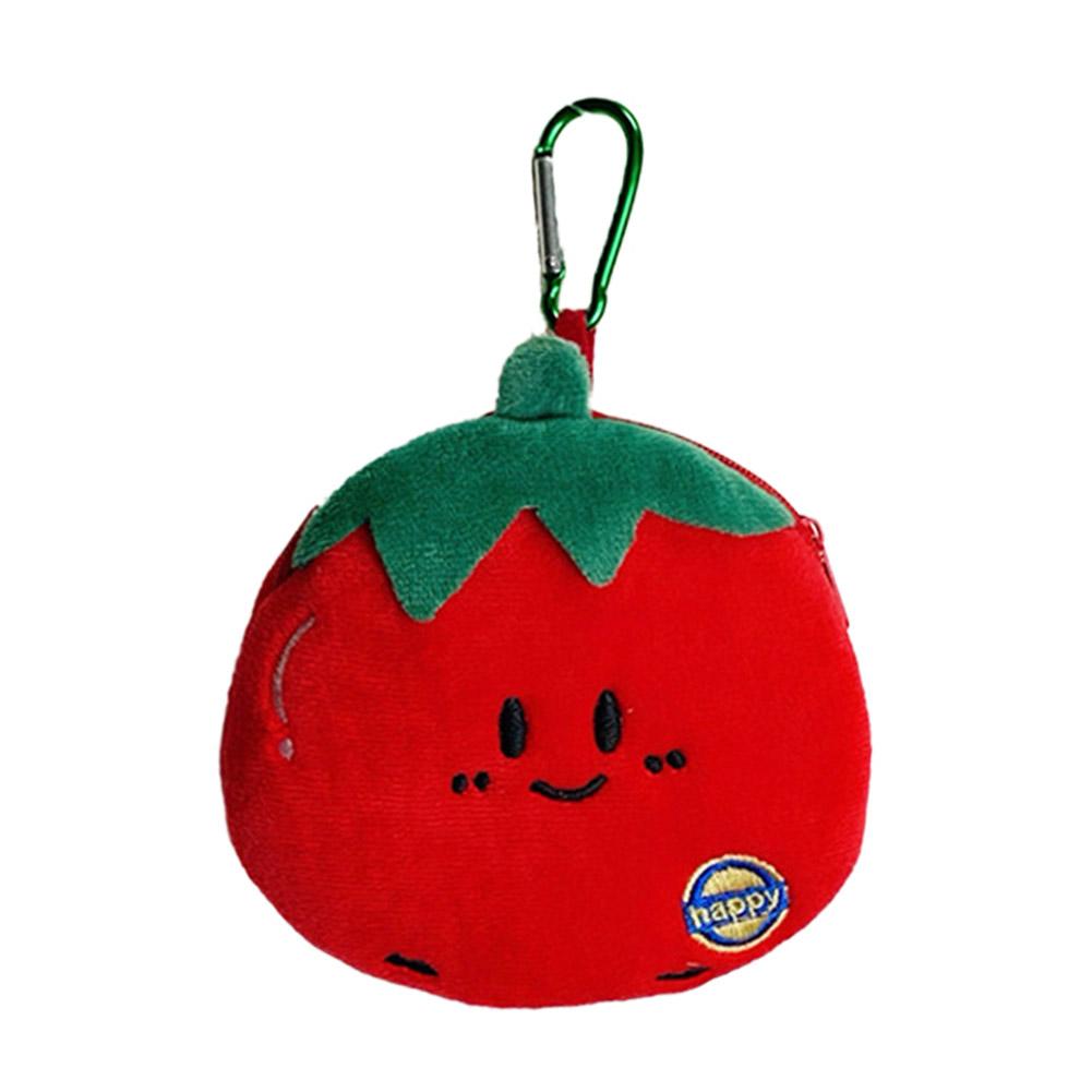 Tomato Pocket Wallet Plush Keychain Bag Backpack Pendant Charm Headphone/Data Cable/Lipstick/Sanitary Napkins Storage bag