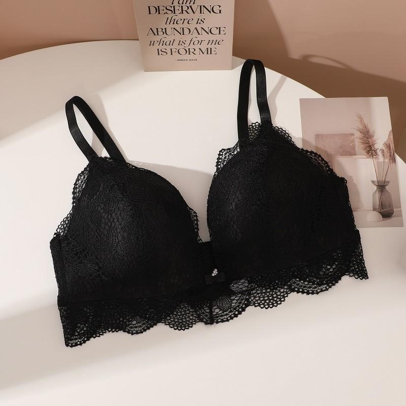 

FINETOO кружевное и сексуальное нижнее белье для женщин мягкий бюстгальтер пуш-ап нижнее белье 34/75B чёрный