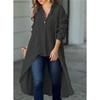 Women's Solid Color Loose Elegant Long Sleeve Irregular Lapel Shirt