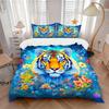 3pcs Tiger Flowers Soft Comfortable Bedding Set, For Bedroom, Guest Room And Dorm, All - Season Use, High-Definition Printing189