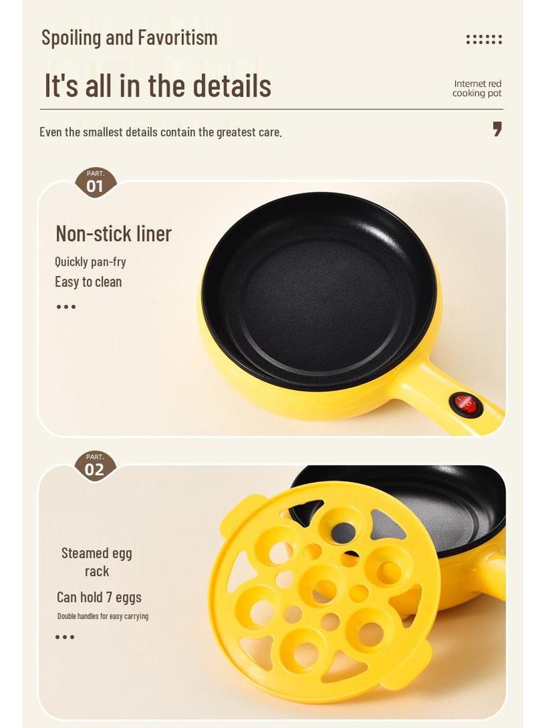 Compact Egg Cooker & Mini Frying Pan with Steamer