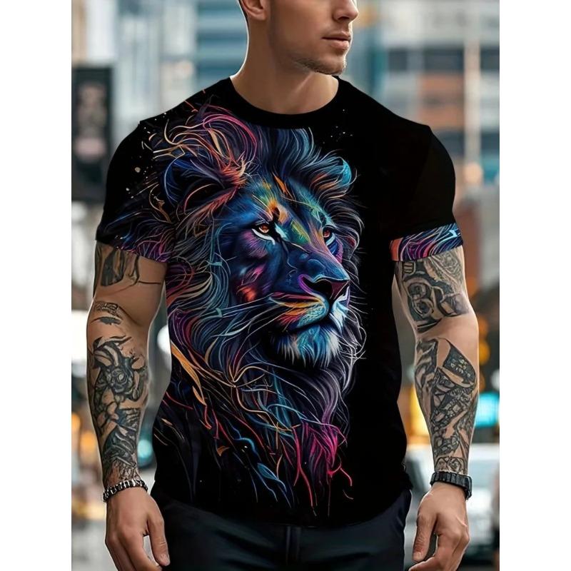 Men's 3D Printed T-Shirt Short Sleeve O-Neck Pullover Casual Top