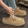 Platform Half Shoes Mules for Men Closed Toe Slip On Flat Sneakers Slides Sandals Summer Open Back Casual Shoes Loafers Slippers
