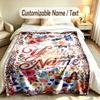 Butterfly Theme Soft Blanket Personalized Custom Name Text Print Warm Blanket Home Sofa Bedroom Decor