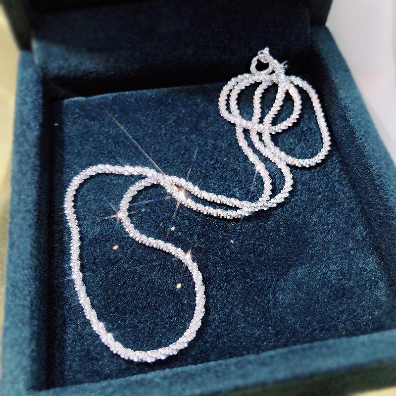 S925 Sterling Silver Sparkling Water Wave Clavicle Chain Light Luxury Shimmer