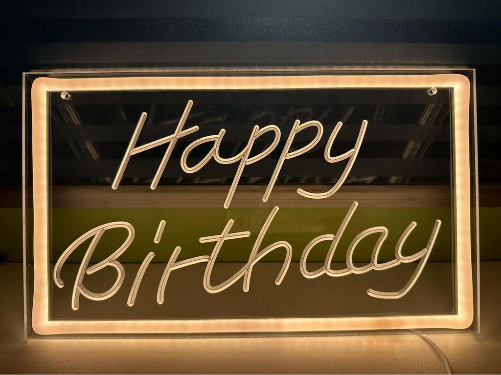 Neon Happy Birthday Luminous Wall Sign for Party or Bedroom Decor