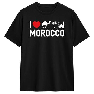 Awesome I Love Morocco TShirts Men Round Collar Cotton T Shirts  Short Sleeve Tee Shirt Original Clothing