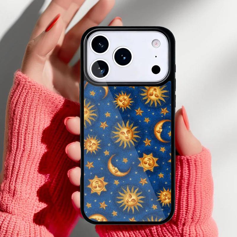 Funny Sun Moon Face soft Phone Case for iPhone 17 16 15 14 13 Pro Max Back Cover for 12 11 Pro Coque