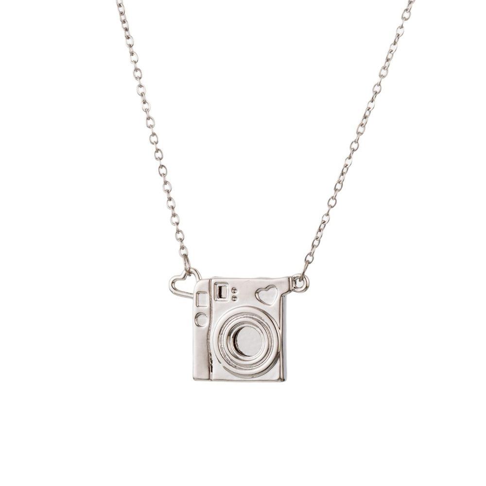 DIY Camera Photo Pendant Stainless Steel Photo Album Necklace Vintage Photo Frame Necklace  Party серебряный