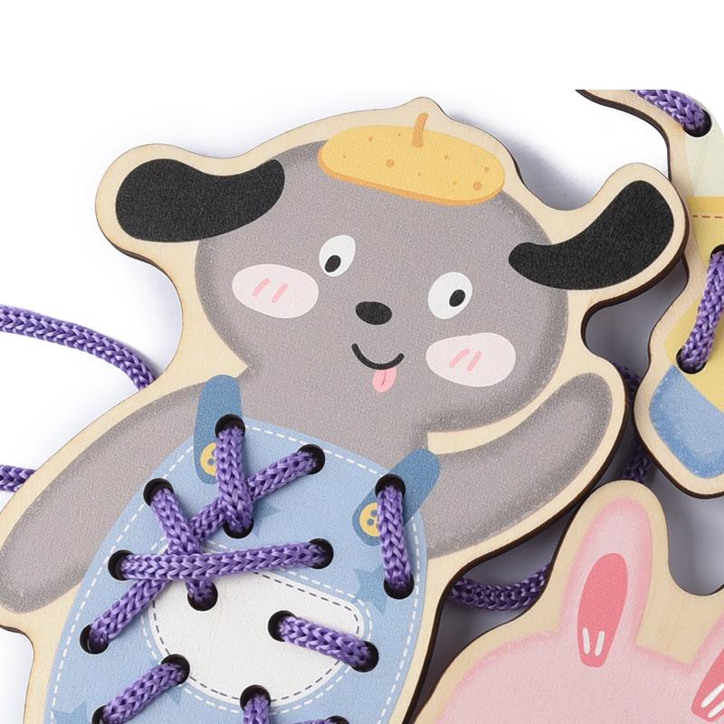 Wooden Lacing Toys Montessori Sensory Toys Sewing Cards Lacing Playing Game for Kid Preschool Learning Activity Fine Motor Skill