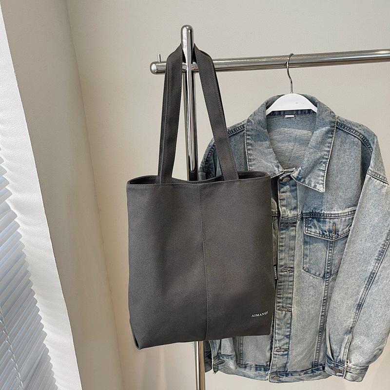 

Вместительная, модная и простая одноплечевая тканевая сумка для поездок на учебу для студентов колледжей, сумка-тоут чёрный