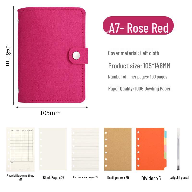 A7 Felt Pocket Book: Portable, Stylish Notebook for Girls – Grid, Blank, and Lined for Financial Management Diary.