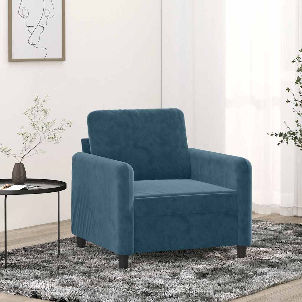 Vidaxl Fotel, Niebieski, 60 Cm, Obity Aksamitem