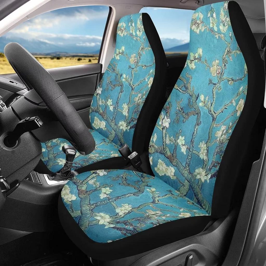 Van Gogh Almond Blossom Flower Car Seat Covers for Women Car Seat Mat Covers Protector Cushion Universal Fit Sedan Truck SUV