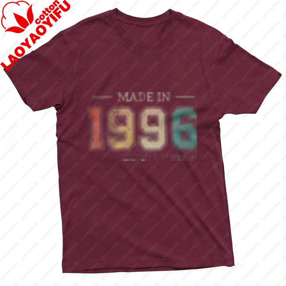1996 Vintage Year Print Unisex TShirt Cotton Retro 1996 Print T Shirt Short Sleeve Fashion Top Gift for Birthday Anniversary
