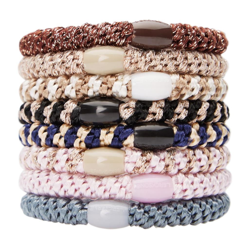 Beige and Pink Hair Ties for Thick Grab and Go Ponytail Sleek Thick Bands with Strong Hold and Design Erickson Hair, Holders, 8-Pack, Wrinkle-Free