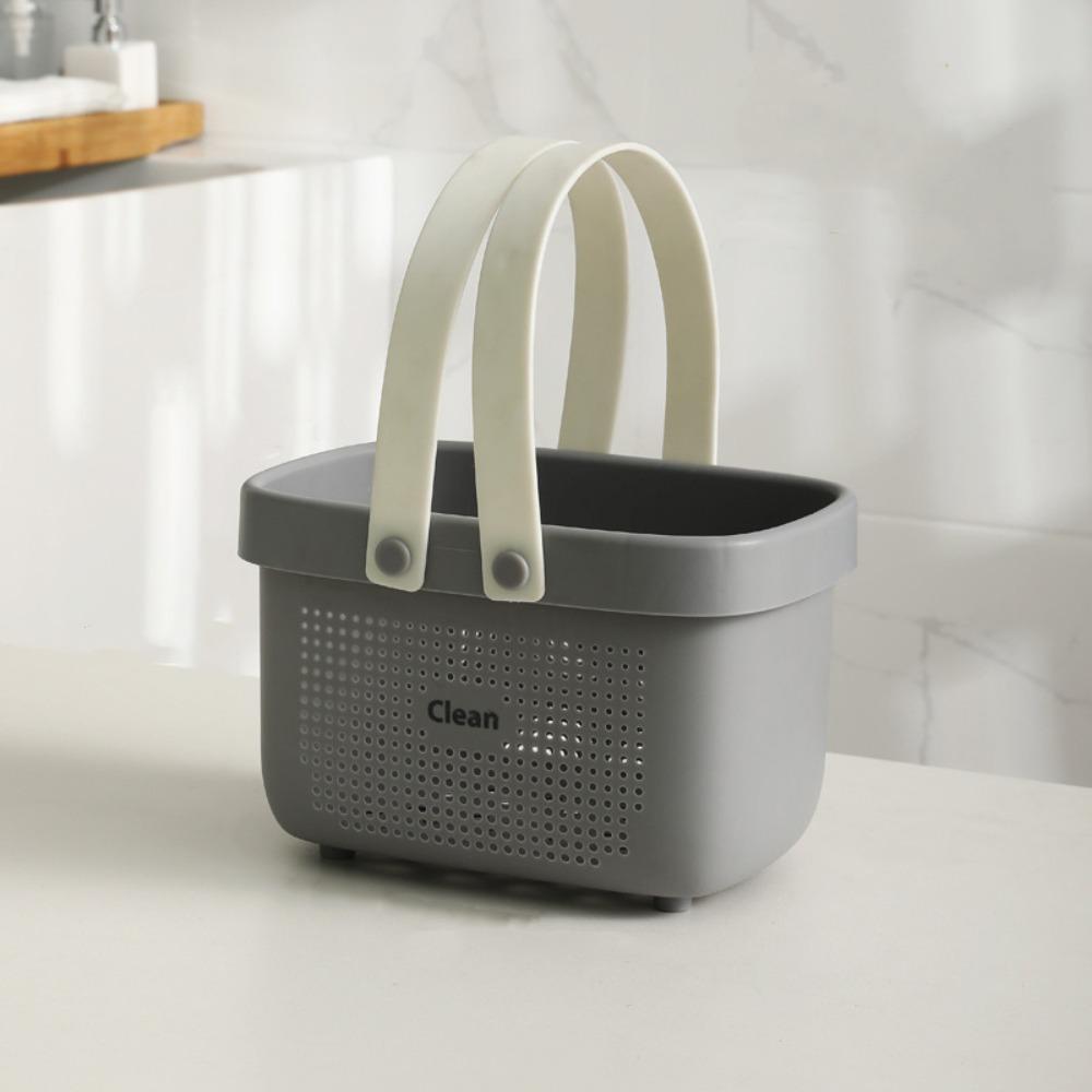 

Multifunctional Shower Storage Basket Hollow Picnic Tote Bag Shopping Bag Bath Toiletry Bag Gym Grey Small