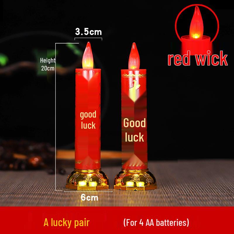 Red LED Battery-Operated Candle for Buddha Offering and God of Wealth Ornament
