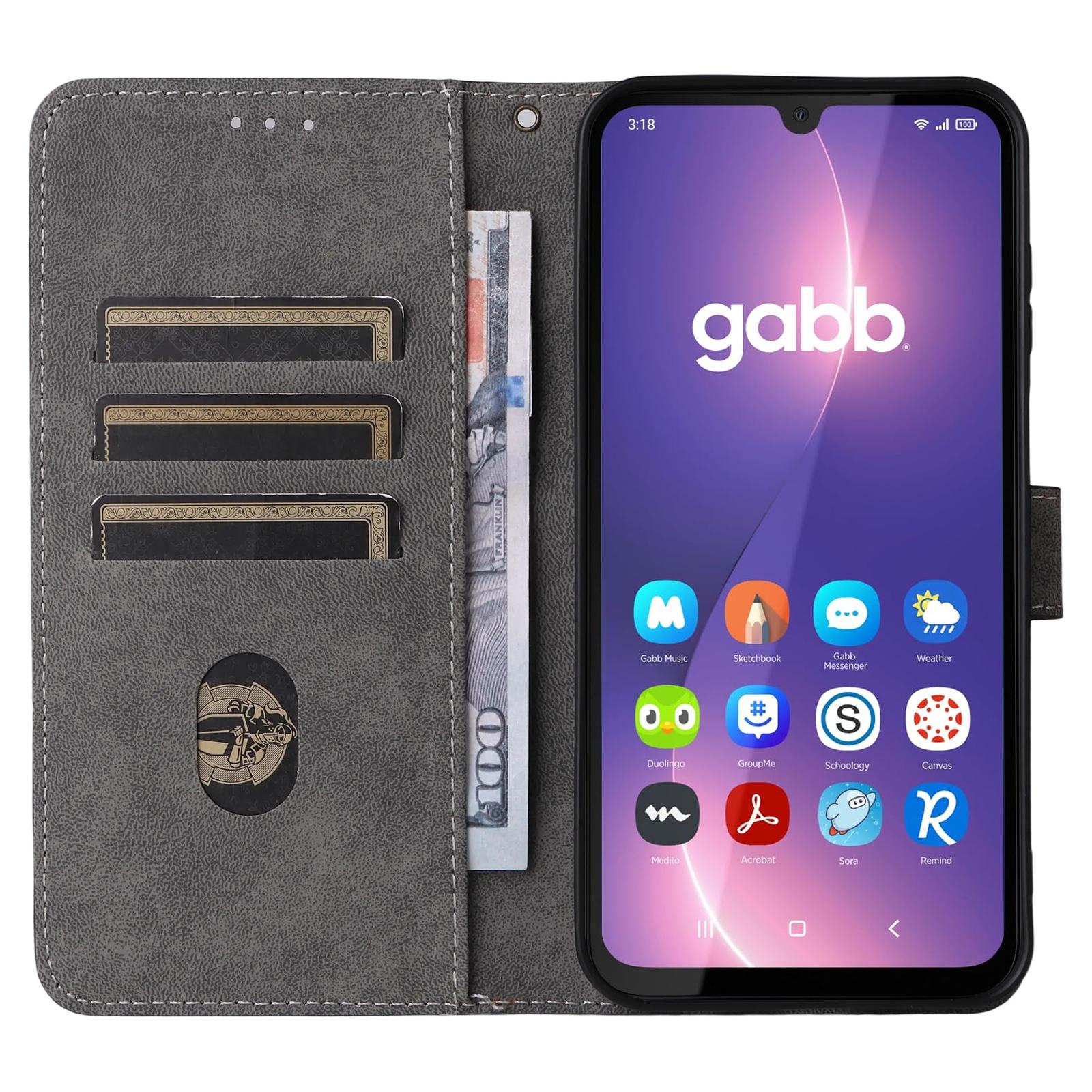 

For Gabb Phone 4 Pro Case Wallet RFID Blocking PU Leather Cover Viewing Stand Green