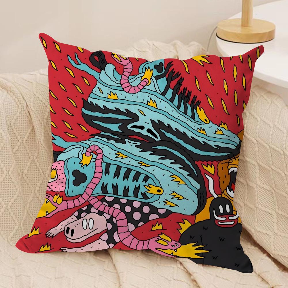 Everything On Shoes Cushion Cover Soft Plush Fabric Double-Sided Printed Sofa Cushion Cover for All Seasons Home Decor Gift