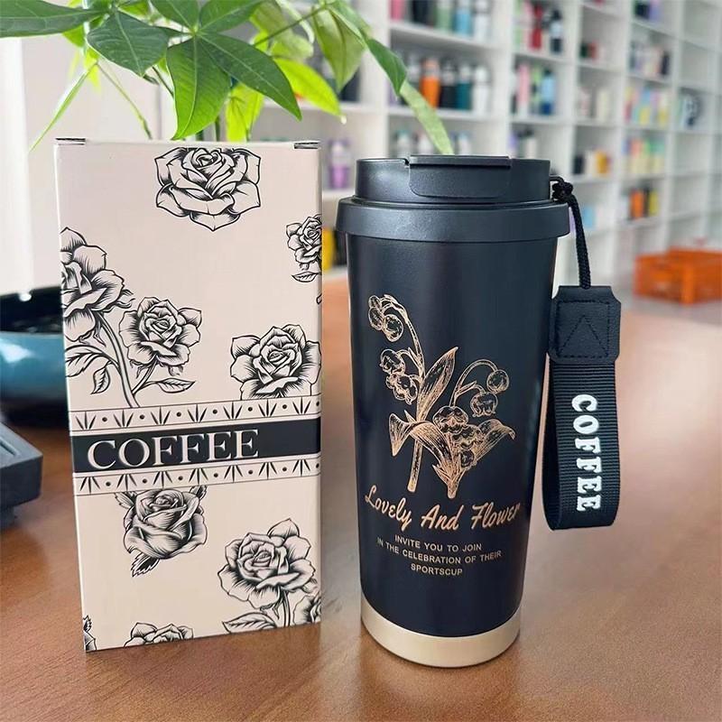 Modern Stainless Steel Insulated Coffee Cup With Double Lid For Office And Travel