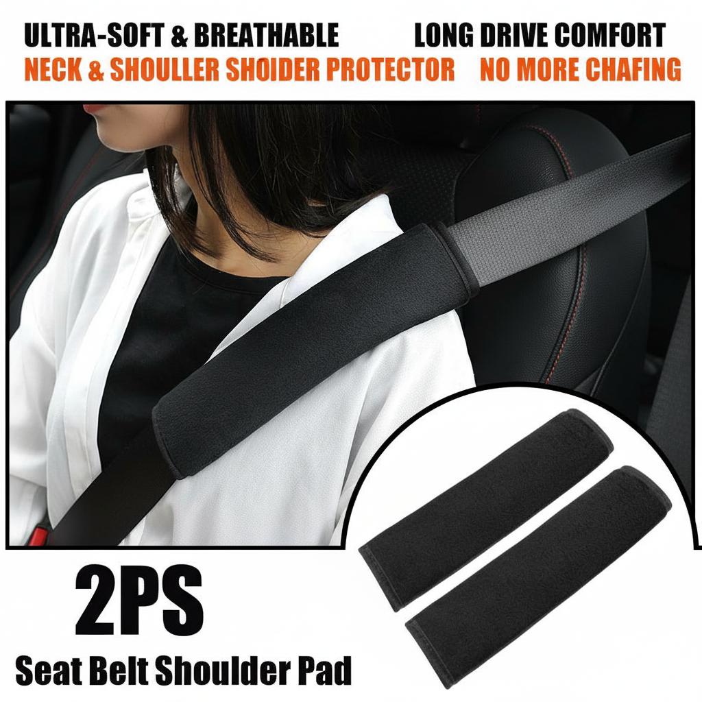 2pcs Universal Car Safety Belt Cover Soft Breathable Plush Protection Seat Belt Shoulder Protector Pad Auto Accessories