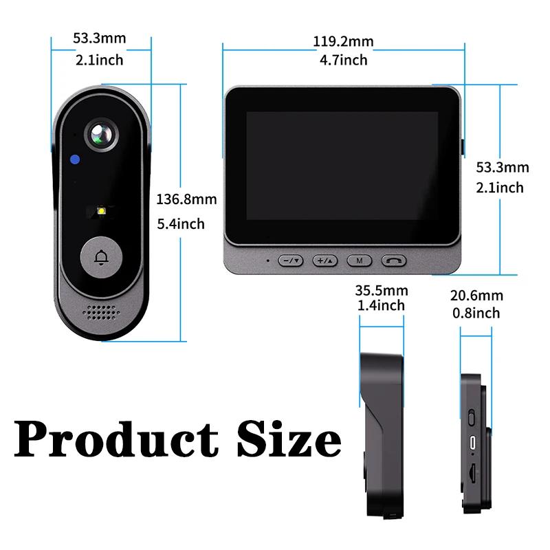 Smart X8 2.4G WiFi Doorbell Video Intercom 4.3" LCD Screen Home Security Smart Door Bell Intercom IR Night Vision Smart Eye Peephole