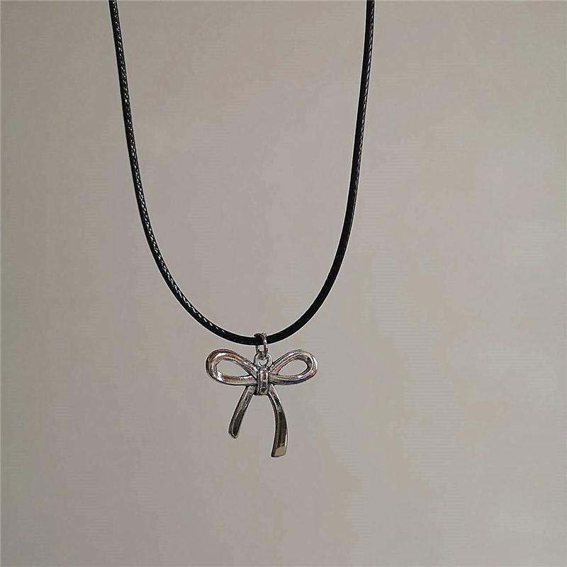 

Модное готическое Y2K античное серебряное ожерелье-бантик с подвеской розового и черного цвета из кожи для женщин, ювелирные изделия, подарки для пар чёрный