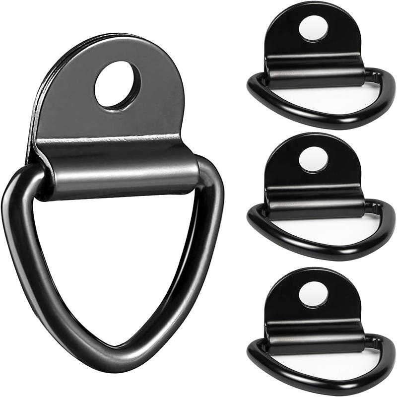 4/8PCS Heavy Duty Truck Bed Tie Down Anchors Rings Trailers Hook Cargo Bolt On Black Steel V Shape Ring Pickups Rail Accessories