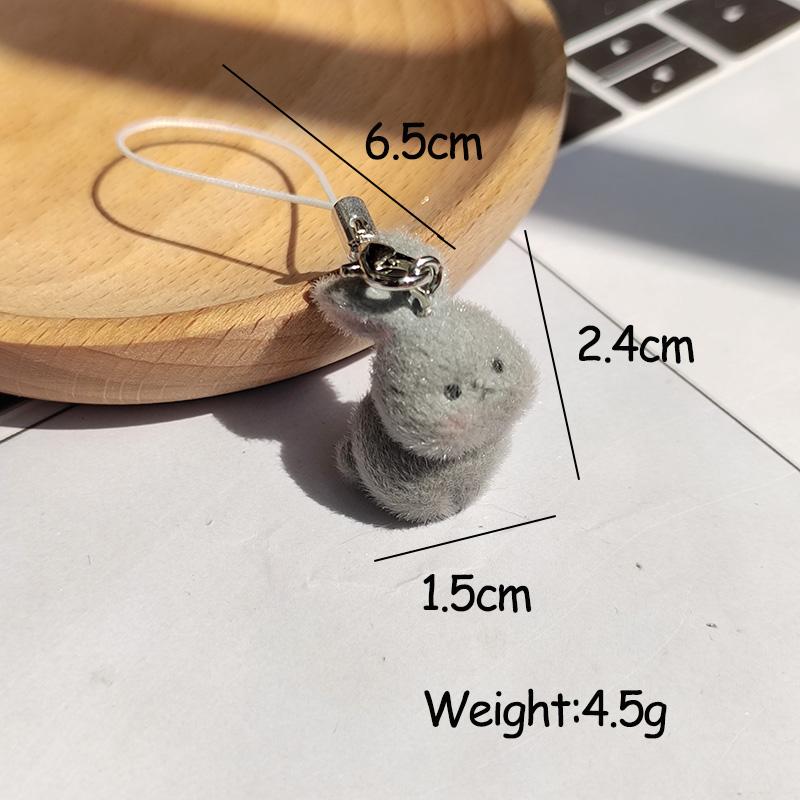 Resin Fluffy Cute Abashed Rabbit Keychains Phone Lanyard For Friend Gift Lovely Bunny Animal Pet Pendant Bag Earphone Case Chain