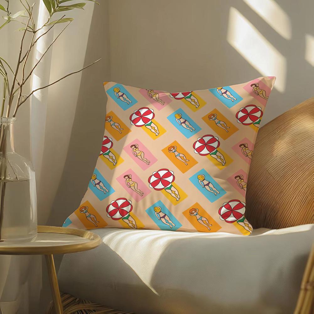 Beach Chair Cushion Cover Soft Short Plush Pillow Cover Smooth Cozy Texture Aesthetic Cushion Case Home Decor