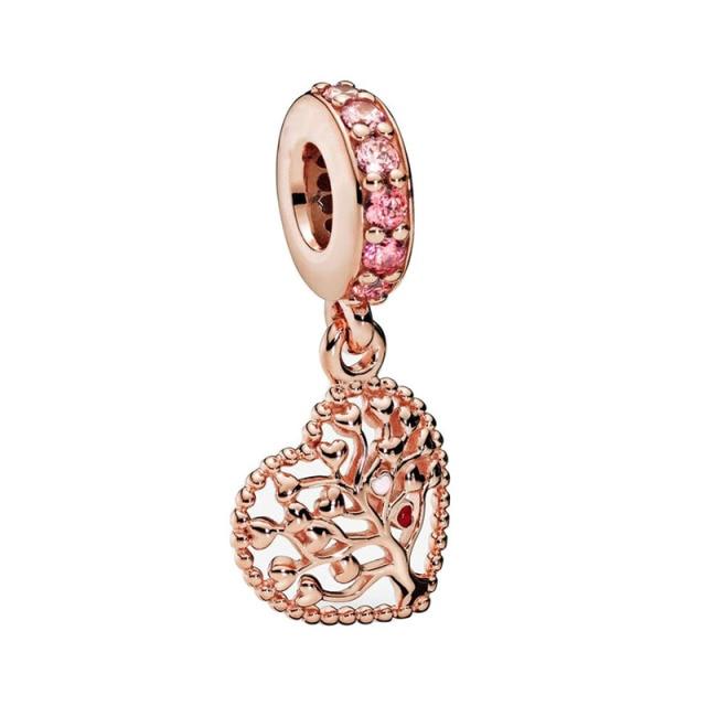 Подвеска из розового золота с цветком в виде листа и короны в виде сердца — фото 16