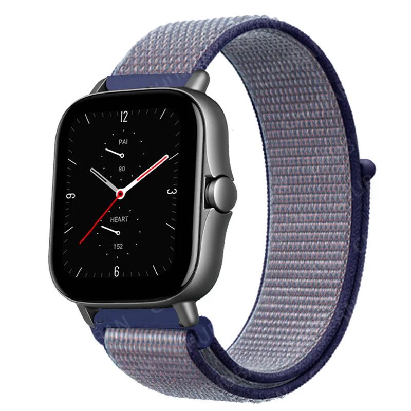 20mm/22mm Nylon Loop watch band For Amazfit GTS/4/2e/3/GTS2 Mini/GTR 4/3 pro/47mm/GTR2/2e/stratos Bracelet Amazfit bip-u strap