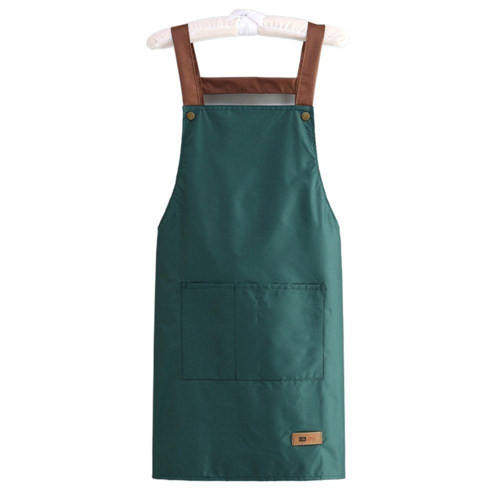 

1Pcs with Pockets Kitchen Cooking Apron Waterproof Work Uniform Household Work Clothes Women Men green