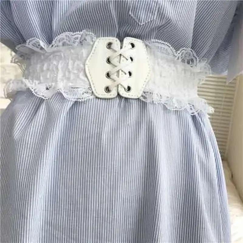 Sweet Versatile Lace Belt for Women's Matching Dress Summer Plastic Waist Elastic Buckle for Women's Lace Strap Waist Cover