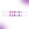 Glitterys Short False Nail 24Pcs Winter Collection Purple Gold Leaf Design Easy Application ABS Material Holiday Nail Art
