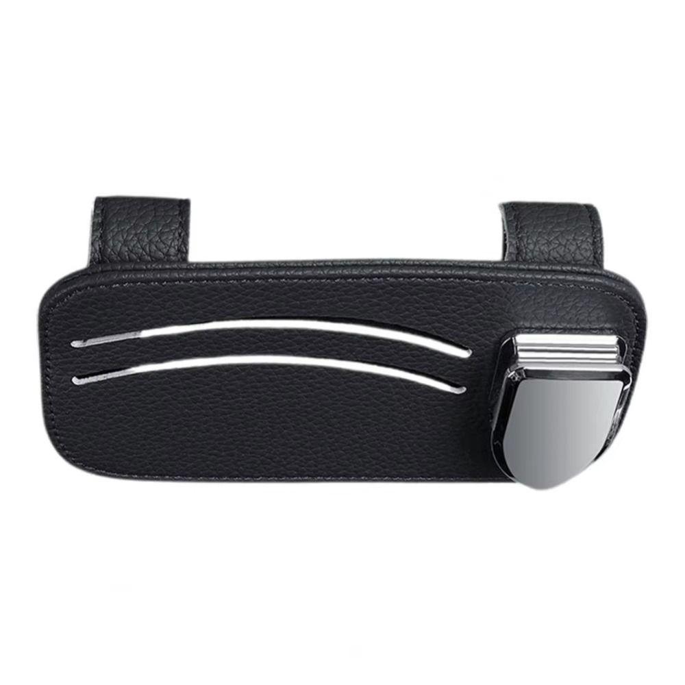 Leather Car Sunglasses Holder Expansion Space Sun Visor Storage Box Creativity Car Glasses Clip