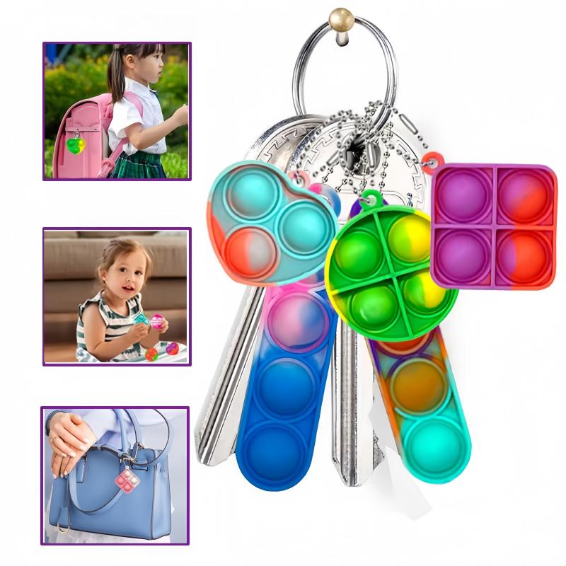 12Pcs Pop Keychains Fidget Toys Push Stress Relief Sensory Toys for Kids Classroom Prizes Birthday Party Favors Bulk Pack
