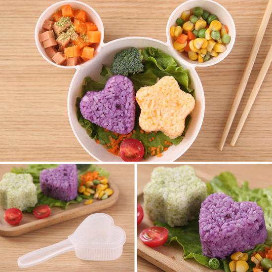 1 Sada Formiček na Rýžové Koule Zdravé a Bezpečné Tvar Květiny Tvary Srdce Průhledné Nepřilnavé Výroba Rýžových Koulí Lehké Potravinářské Formičky na Rýži Kuchyň