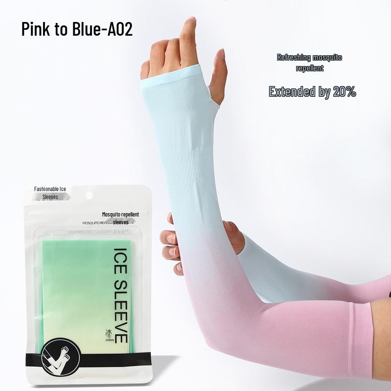 Custom UV Protection Ice Silk Arm Sleeves for Men & Women – Long, Solid Color, Summer Outdoor Wear