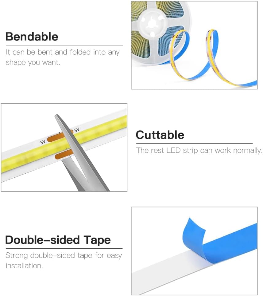 1M-5M USB LED Streifen Licht 5V 320LEDs/M COB Touch Sensor Dimmbare Lampe Band DIY TV Spiegel Hintergrundbeleuchtung Küche Zimmer Nacht Beleuchtung