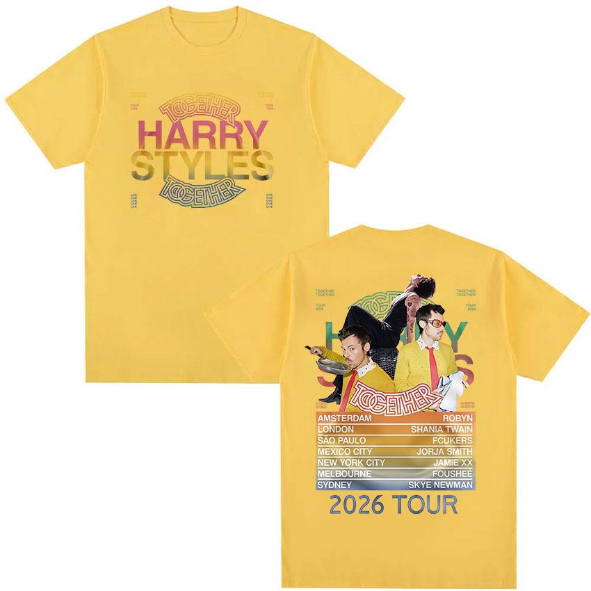 Harry Styles Together Tour 2026 Fan Gifts Summer Mens Womens High Quality Retro Cotton Loose Street Wear Y2K Mens Clothing