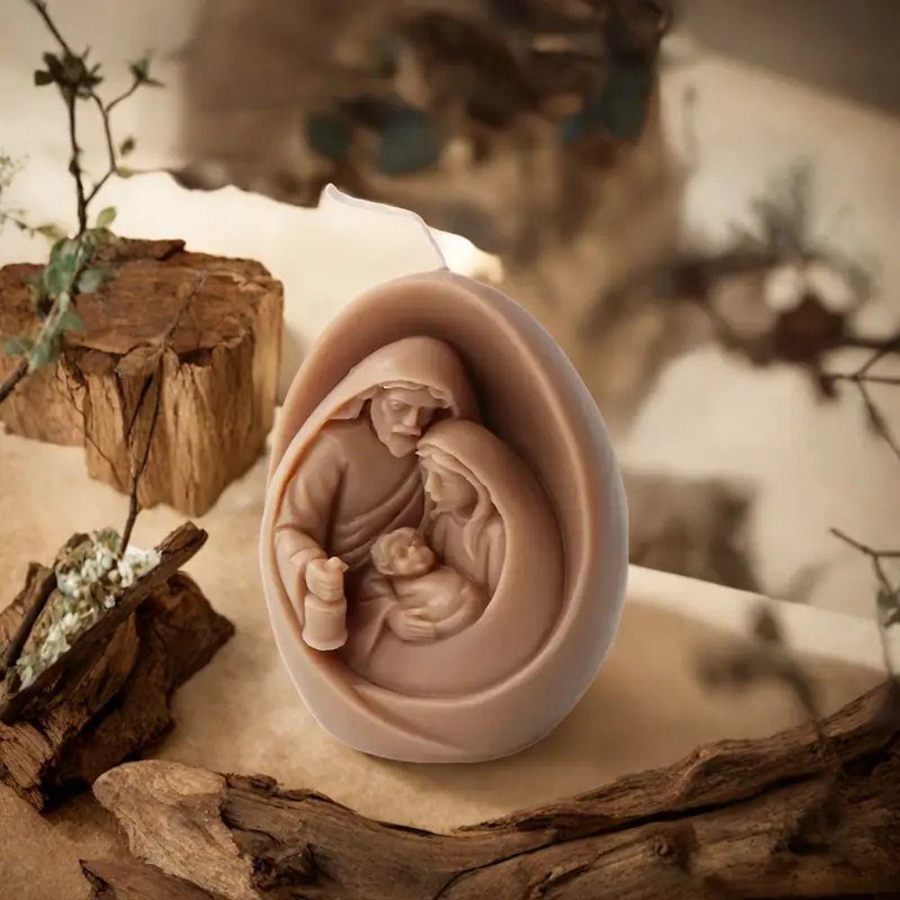 Jesus and Virgin Mary Jesus Candle Mold Silicone Easter Decor DIY Candle Making Supplies Christian Exquisite Plaster Molds Gifts