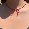 Bowknot Pendant Necklace Colorful Bow Beads Collarbone Chain Versatile Neckchain